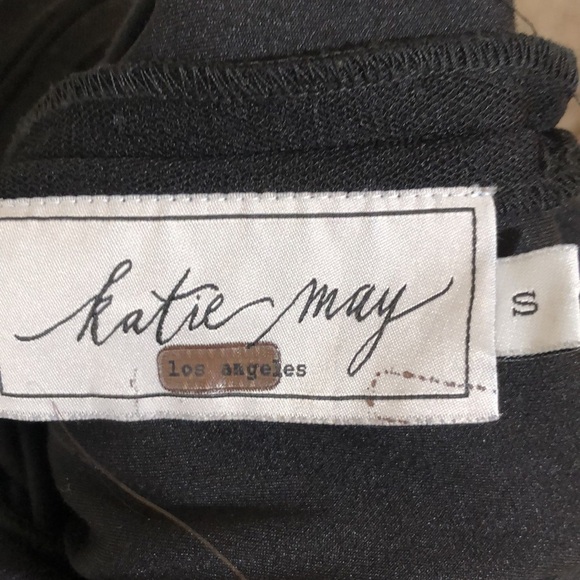 Katie May Olivia Formal Dress Size Small Black Swiss Dot Mesh Plunge Neck - Picture 9 of 14